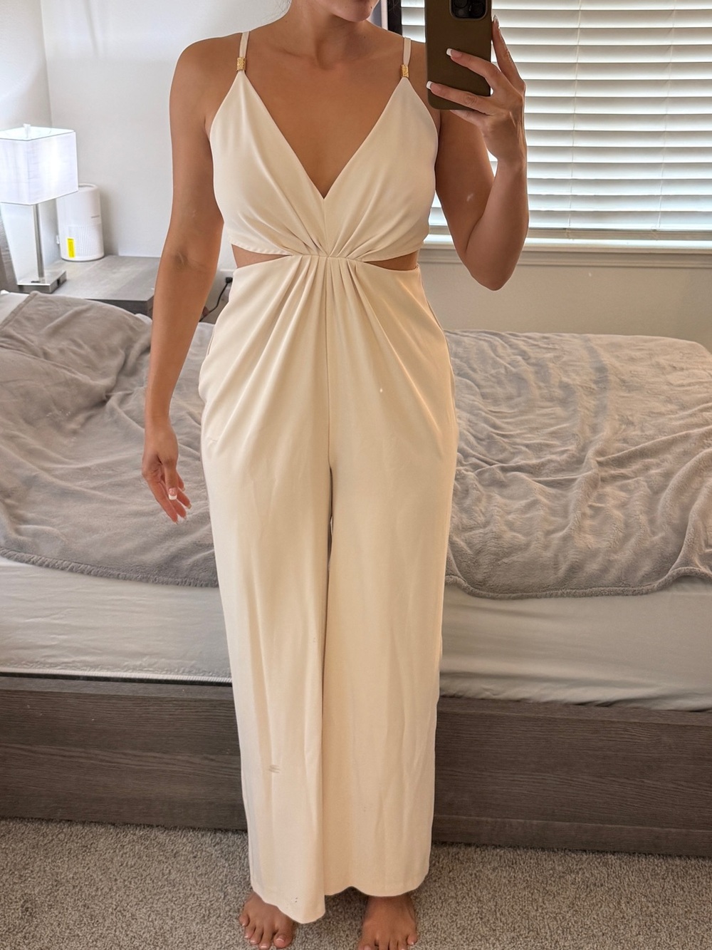 Zara Cream Cutout Jumpsuit - Size M
